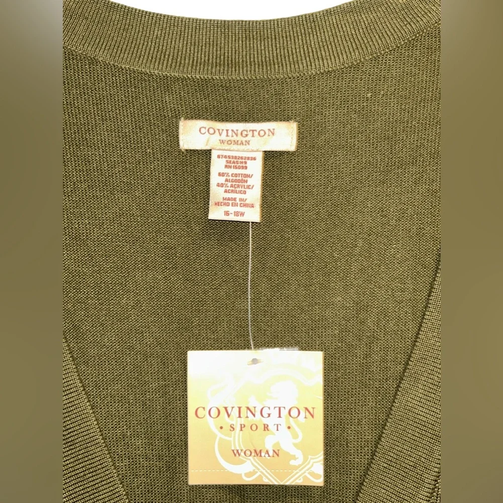 Covington • NWT Long Cardigan with Pockets, Short Sleeves, 16/18W - Picture 8 of 11